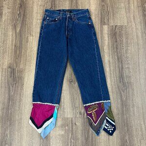 Levi's Upcycled Vintage Silk Scarf Jeans Sz 27